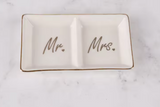 Mr & Mrs Ceramic Ring Dish - Gold