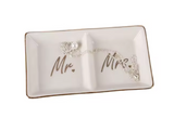 Mr & Mrs Ceramic Ring Dish - Gold