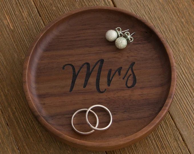 Mrs. Wooden jewelry holder dish
